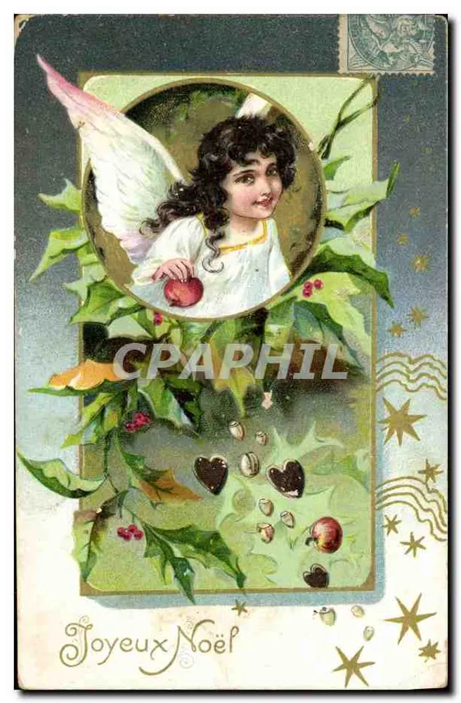 Anjo com asas brancas — Natal — editor desconhecido, número de série não visível - Frente