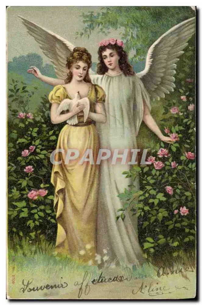 Dois anjos em um jardim de rosas — editor L. P. n° 2706 - Frente