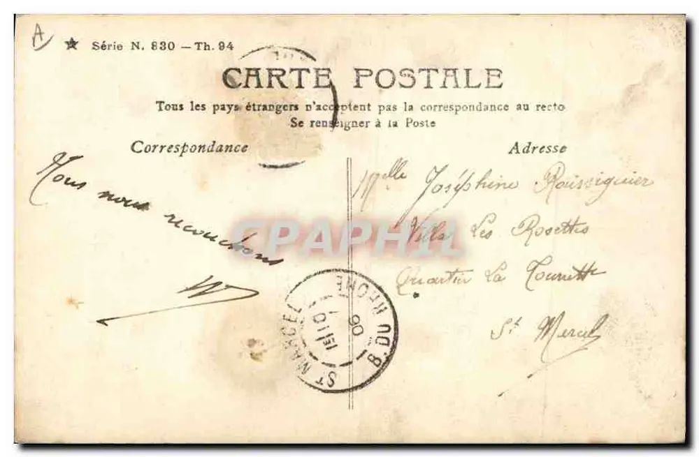 Christianne — Retrato de jovem mulher em vestido rosa — Saizerac Paris - Verso