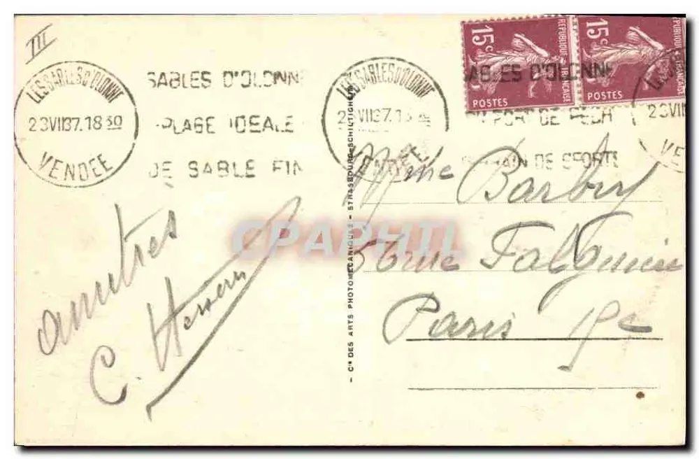 Les Sables d'Olonne — Les Marais Salants — CH des Arts Photographiques, n°132 - Verso