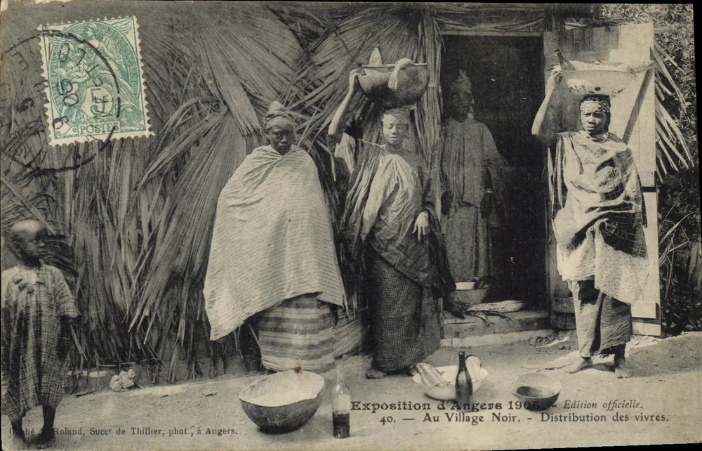 Schwarzes Dorf — Verteilung von Lebensmitteln — Ausstellung von Angers 1906 — Offizielle Ausgabe, Nr. 40, Foto. Sucer de Thillier - Vorderseite