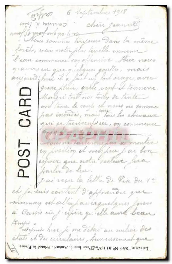 Zurück ins Heimatland! — Afrikanischer Soldat und Kind — Lafayet Imp. J. Armard, Serie Nr. 011 - Rückseite