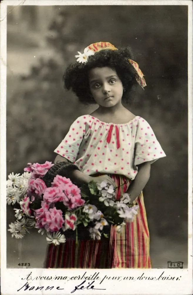 Menina árabe segurando um buquê — Editor E.L.D. n° 4823 - Frente