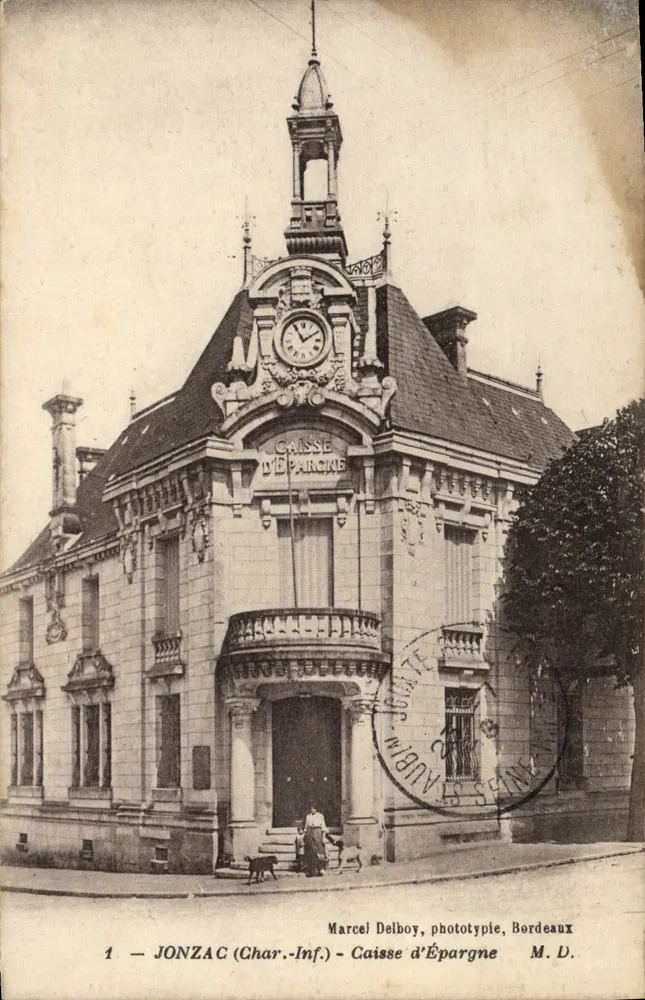Jonzac (Charente) — Caixa de Economia — Marcel Delboy, fototipia, Bordeaux - Frente