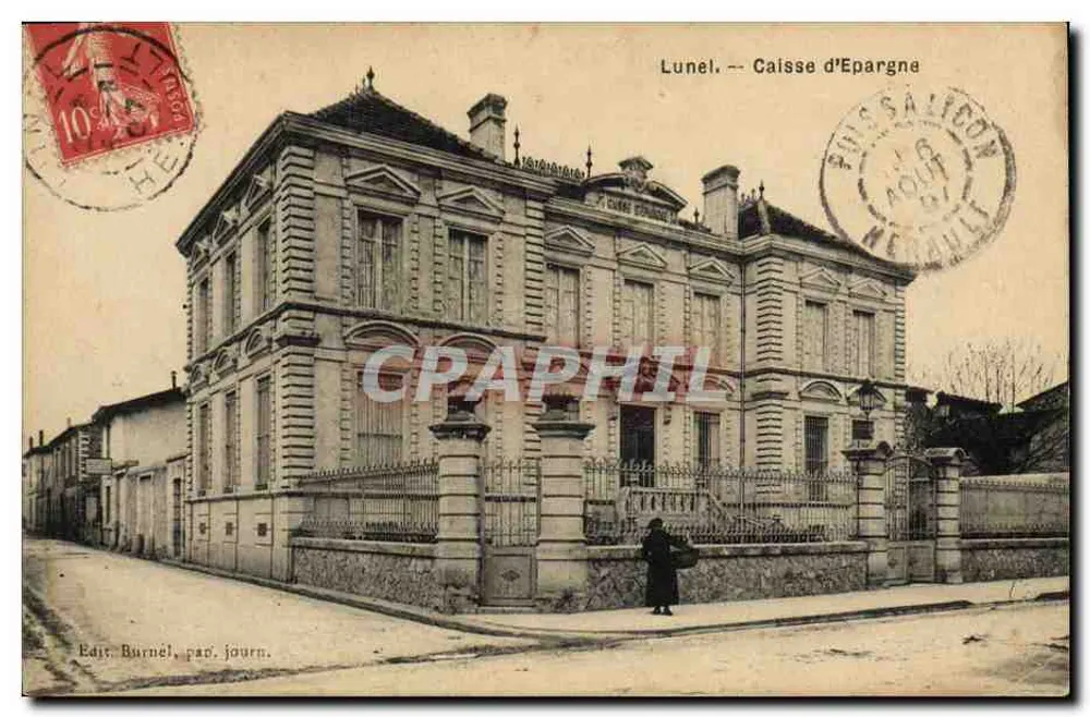 Lunel — Caisse d'Épargne — Éditeur Burnél, paq. journ. - Frente