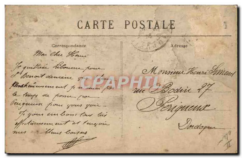 Libourne (Gironde) — Die Sparkasse und die Straße Montesquieu — Edition Artistische Ansichten, Louis Garde, Libourne - Rückseite