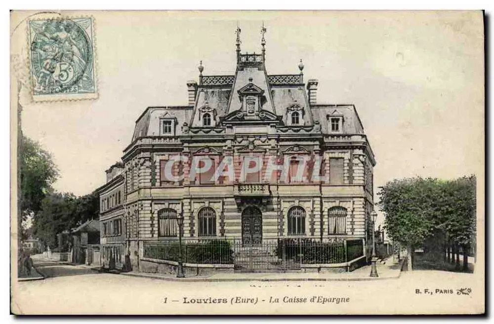 Louviers (Eure) - La Caisse d'Epargne — B. F., París - Anverso