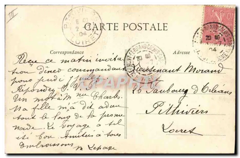 Um Camponês — A Auvergne Pittoresca, n°118 — Coleção V. C. Fidh. - Verso
