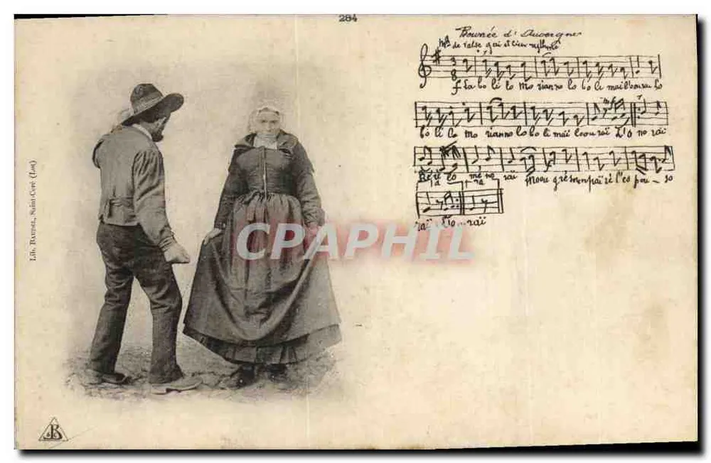 Bourrée d'Auvergne — casal em traje tradicional — Lib. Bureta, Saint-Cerv (Loir) - Frente