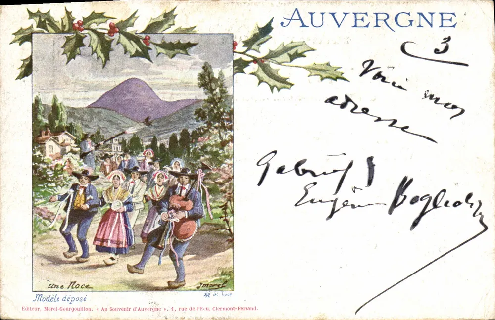 Auvergne — Uma Noite de Casamento — Editor Morel-Gourguillon, 1 rue de l'Écu, Clermont-Ferrand - Frente
