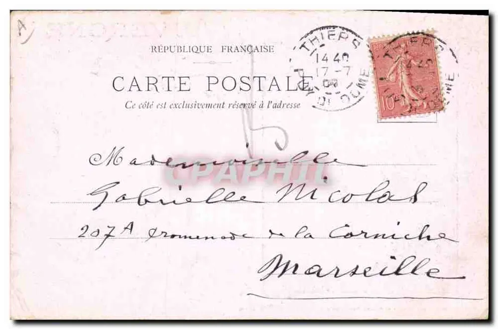 Auvergne — Uma Noite de Casamento — Editor Morel-Gourguillon, 1 rue de l'Écu, Clermont-Ferrand - Verso