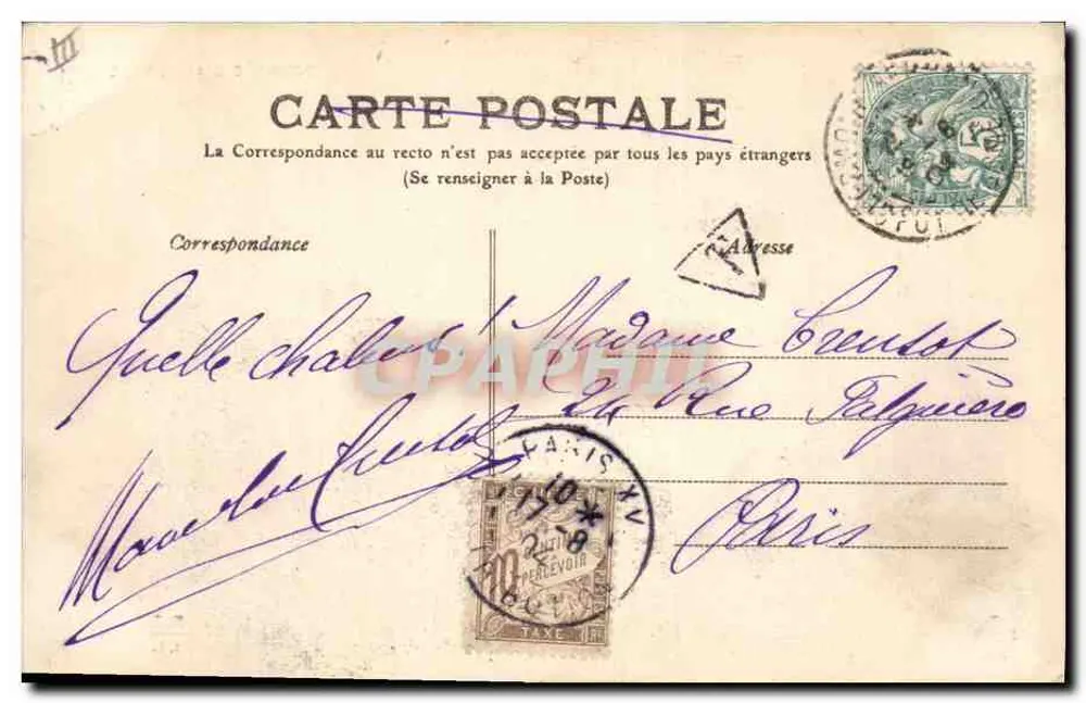 Bourrée da Auvergne — cena de aldeia com músico e dançarinos — Vis-à-Vis, n°302 - Verso