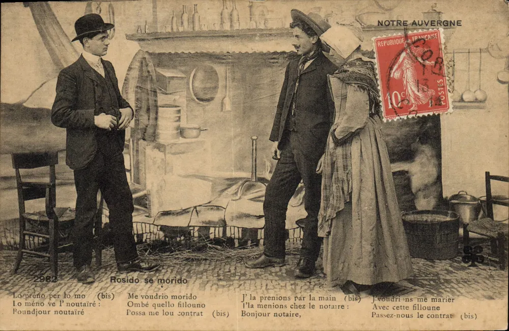 Nossa Auvergne — cena de vida com diálogo em Auvergnat — editor 'Notre Auvergne' n°2982 - Frente