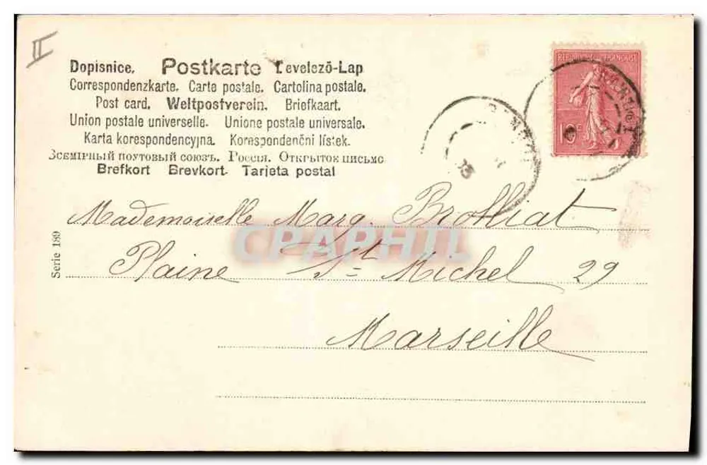 Frau mit einer Heidsy-Sektflasche — Frohes Neues Jahr 1904 — Heidsy, Serie 189 - Rückseite
