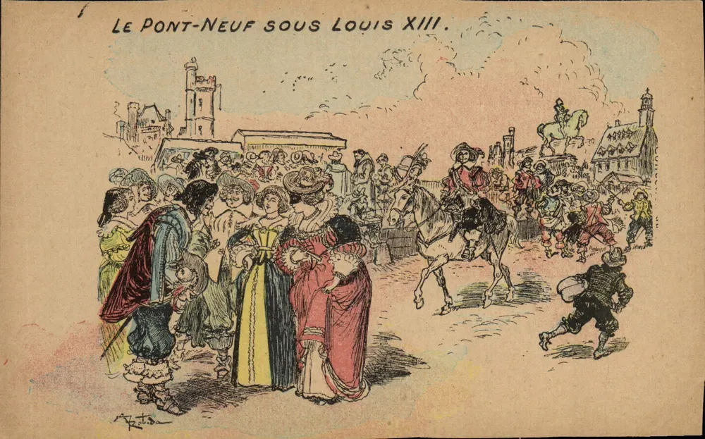 Der Pont-Neuf unter Ludwig XIII. — historische Illustration — unbekannter Verlag, Seriennummer nicht sichtbar - Vorderseite