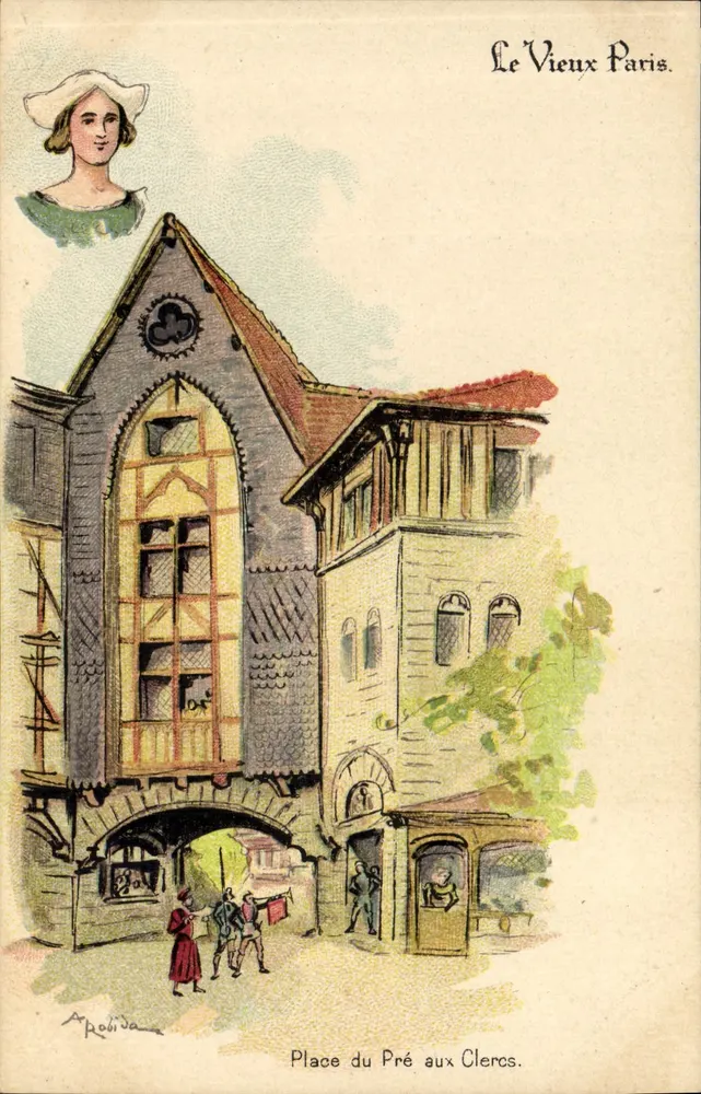 Praça do Pré aux Clercs — O Velho Paris — editor A. Robida, n° III - Frente