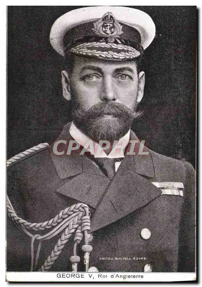 George V, Rei da Inglaterra — em uniforme naval — Photow Russell & Sons - Frente