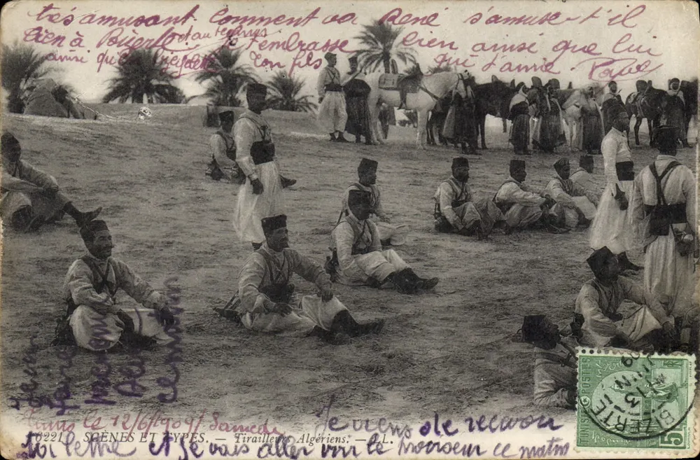 Cenas e Tipos — Tirailleurs Argelinos — Editor P. L. n° 2221 - Frente