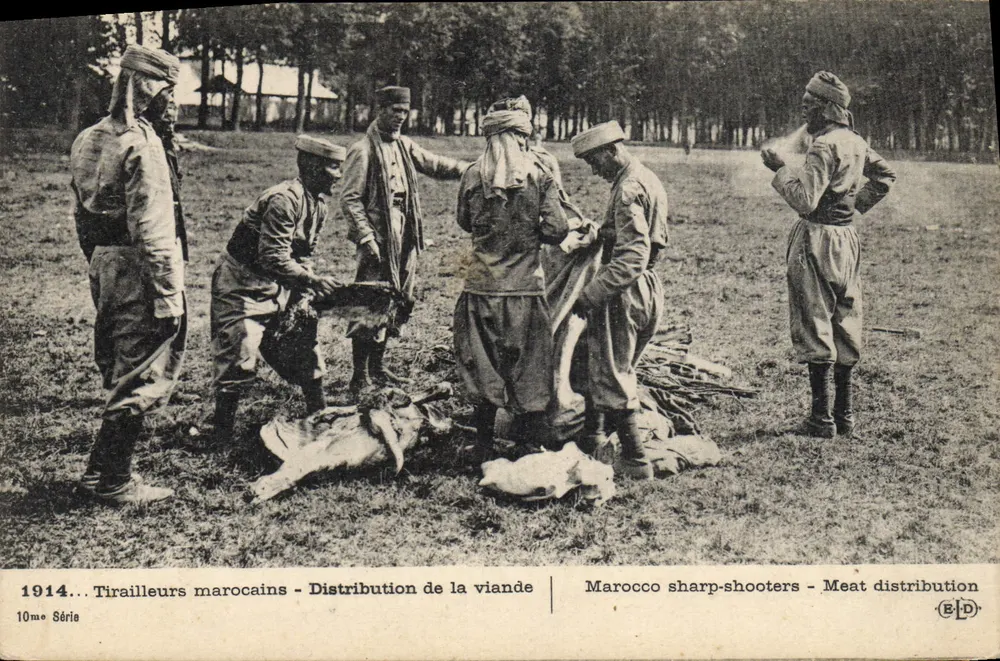 Marokkanische Schützen — Verkauf von Fleisch — Verlag E. Le Dey, Serie 10 - Vorderseite