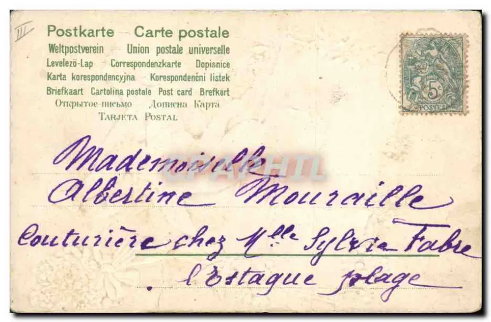 Cerberino carregando uma placa — 'Bom Ano' — Editor Hallane, n° 251204 - Verso