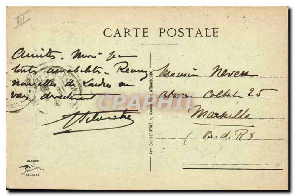 Mulhouse - Caixa de Economia e Faubourg de Béthenom — editor CH. Bergfret, Strasbourg, n°11 - Verso