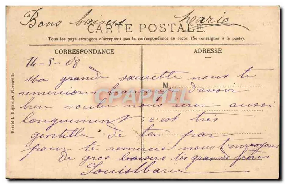 Meaux — Rathaus und Sparkasse — Brevet L. Duparique, Florenville - Rückseite