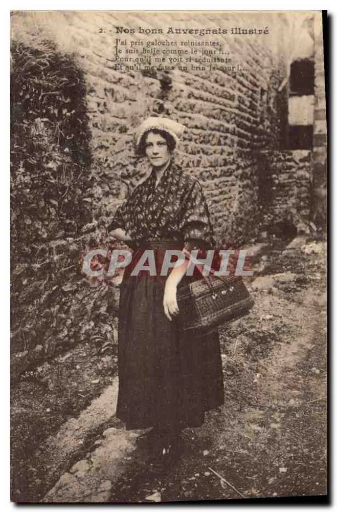 Mulher da Auvergne — Nossos bons Auvergnats ilustrado — A. Mathieu, Puy-de-Dôme - Frente