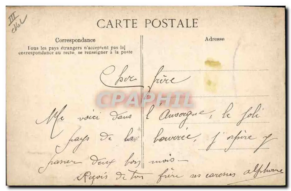 Bourrée d'Auvergne — A Auvergne pitoresca — n°1196 — Editor VD C - Verso