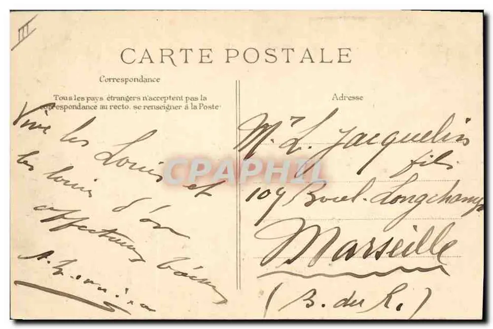 A Auvergne pitoresca — Dançarinos e músico — Editor: EID, n° 38 - Verso