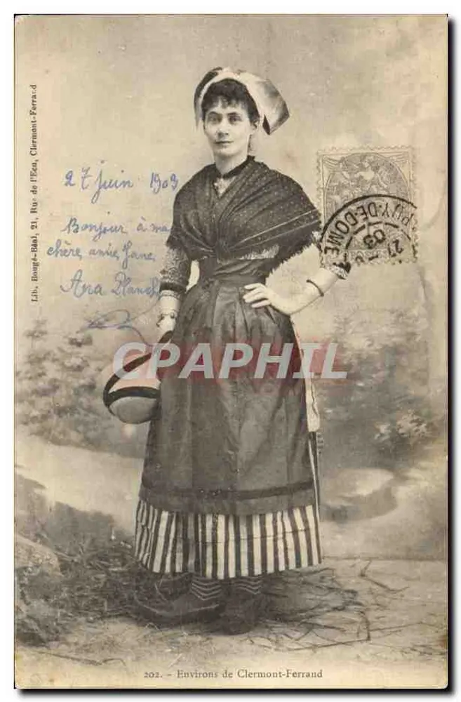 Vrouw in lokale klederdracht — Rond Clermont-Ferrand — Lib. Bongé-Baï, 21 Rue de l'Eau, Clermont-Ferrand - Voorkant