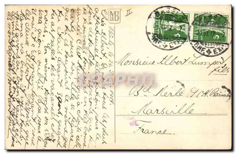 Holländisches Kind mit Hund — Landschaft mit Windmühle — Verlag F.B. n°1 - Rückseite