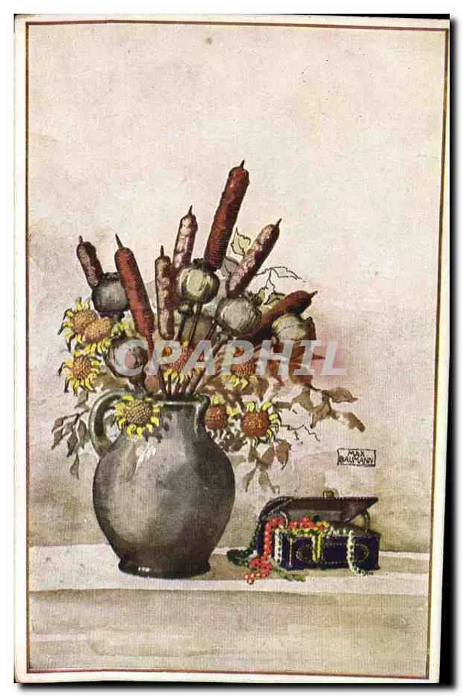 Büschel Sonnenblumen und Caryopsen — Malerei von Max Baumann — Verlag Vering Herman Wolff, Berlin - Vorderseite