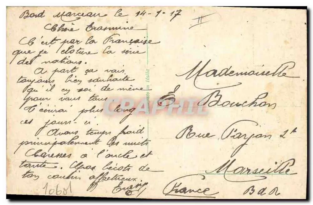 Frau, die eine Zigarette raucht — Verlag Brunazzi — Serie 'Französisch' - Rückseite