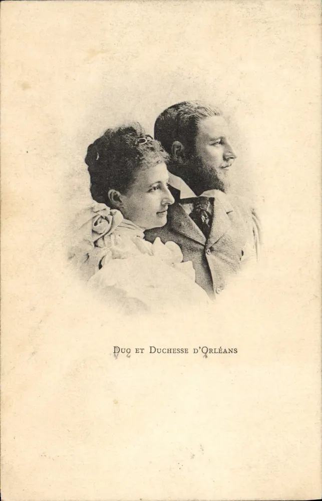 Duque e Duquesa de Orléans — retrato de busto — Librairie Nationale, Paris - Frente