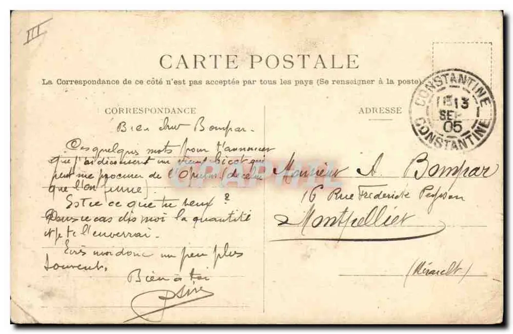 Tirailleurs Algériens — Une chambrée à Constantine — Éditeur : Alger - Rückseite