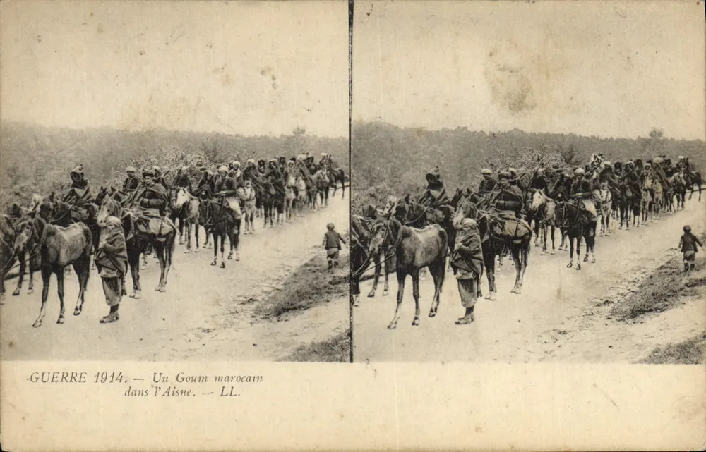 Krieg 1914 — Ein marokkanisches Goum in der Aisne — LL - Vorderseite