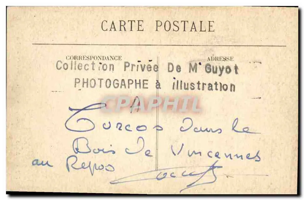 Türken im Bois de Vincennes — Jagdscene — Photographie von M. Guyot - Rückseite