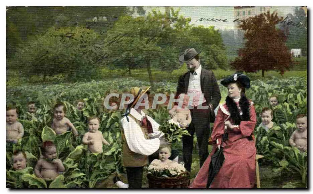 Familie mit Kindern im Garten — Serie 346 — Verlag unbekannt - Vorderseite