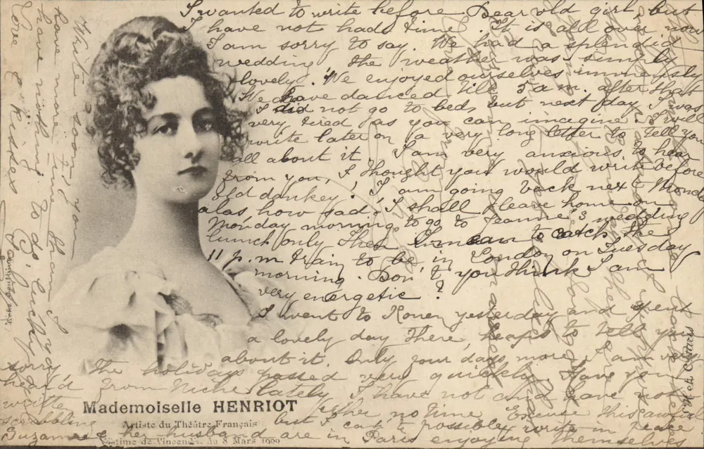 Mademoiselle Henriot — Künstlerin am französischen Theater — Verleger V. de Tincen - Vorderseite