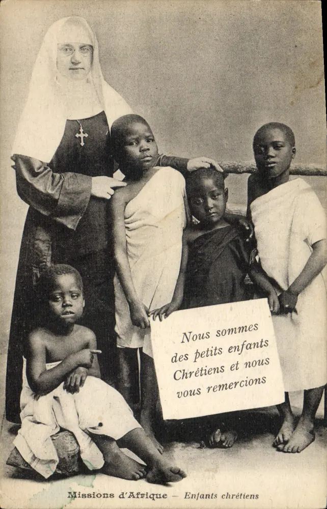 Missionar und christliche Kinder aus Afrika — Missionen in Afrika — Christliche Kinder - Vorderseite