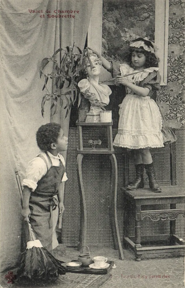 Valet de Chambre und Soubrette — Szene mit Dienstboten — Verlag Valet de Chambre und Soubrette - Vorderseite
