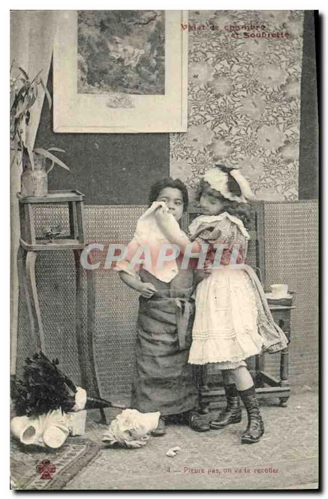 Zwei Kinder in einem Zimmer — häusliche Szene — unbekannter Verlag, n°4 - Vorderseite
