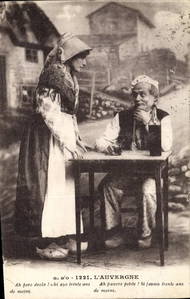Jovem mulher e homem idoso — L'Auvergne — G. D'O - 1221 - Frente