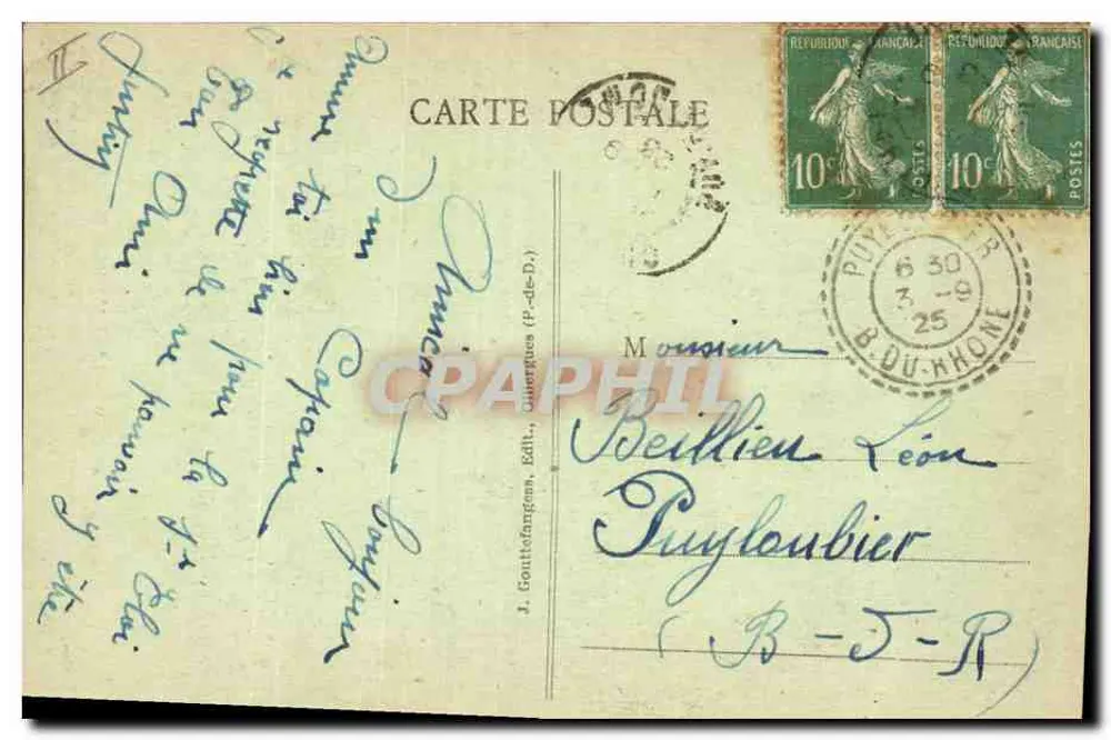 A Auvergne — cena de casal — G. D'O. n° 1229 - Verso