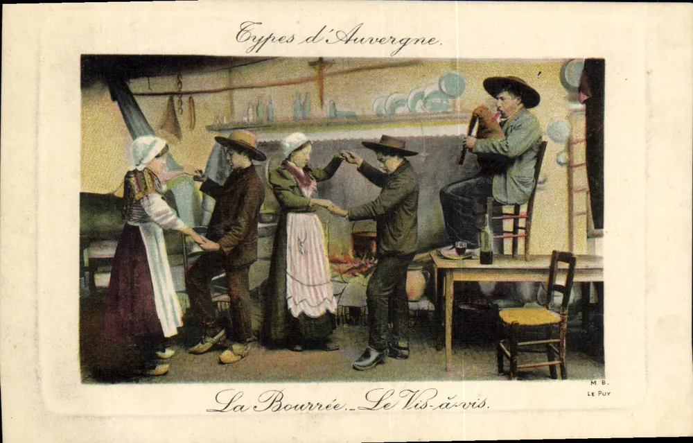 Tipos de Auvergne — A Bourrée. O Vis-à-vis. — M. B. LE PUY - Frente