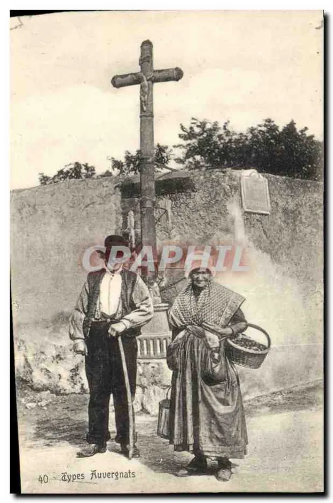 Tipos Auvergnats — Cruz de caminho — Editor não identificado, n° 40 - Frente