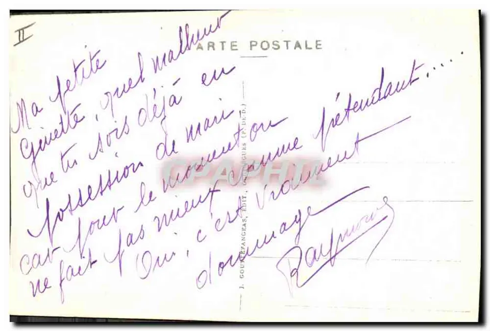 Jovem Auvergnat — casaria com moça rica, jovem, bonita, elegante, distinta — J. Gourdeyanceas, Ed. (L.T.) - Verso