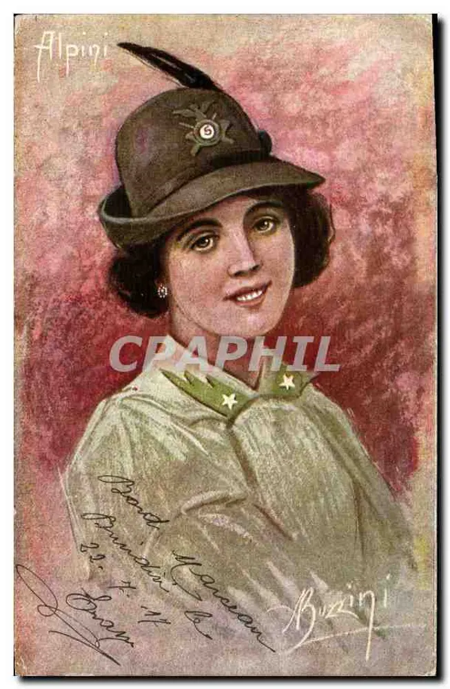 Mulher em uniforme militar — Alpini — editor Alpini, número de série não visível - Frente
