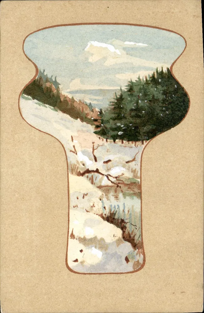 Winterlandschaft mit Schnee — Illustration in Form eines Schlüssels — D.T.C.L. Ser. 110.6 - Vorderseite