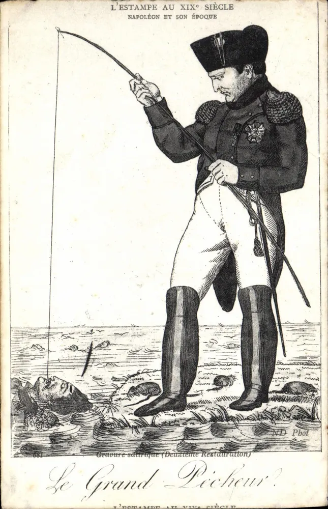 Napoleão como pescador — gravura satírica da Segunda Restauração — ND Phot - Frente